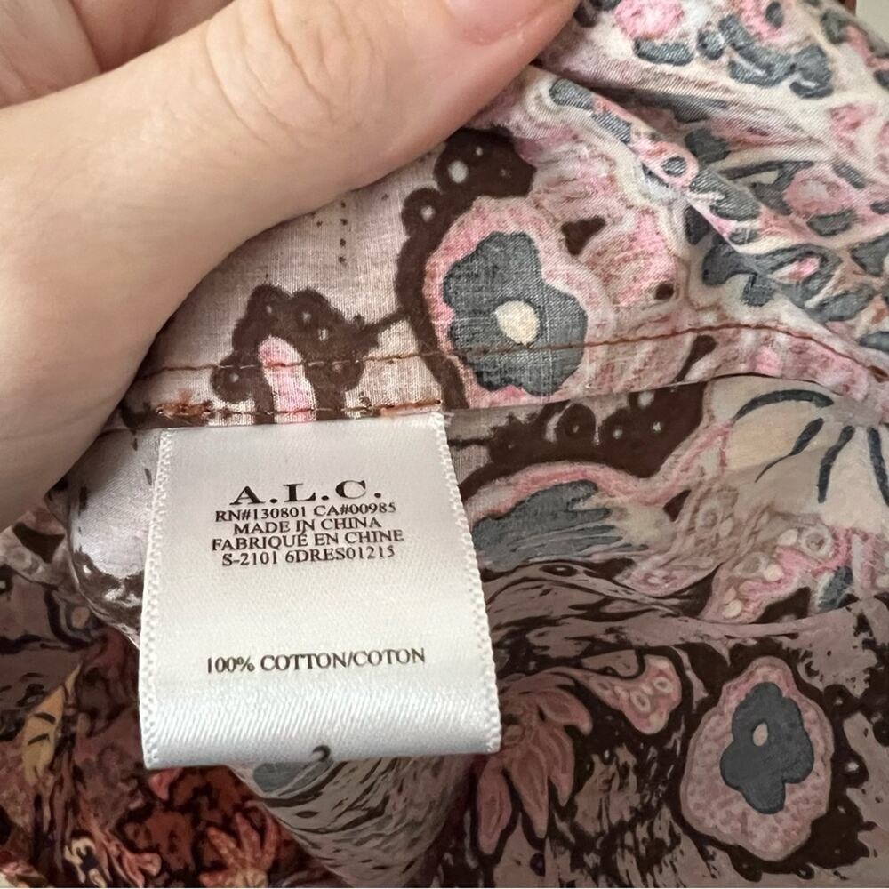 A.L.C. Mischa Printed Midi Dress in Cognac/Coral - Picture 8 of 9